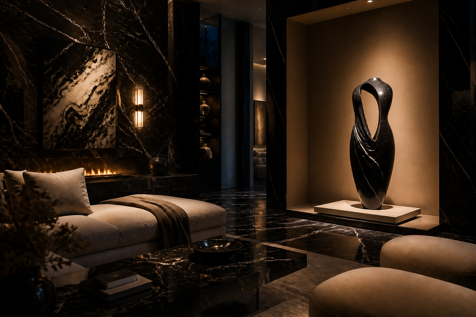 Tsho — black marble monolith by 1-OPH