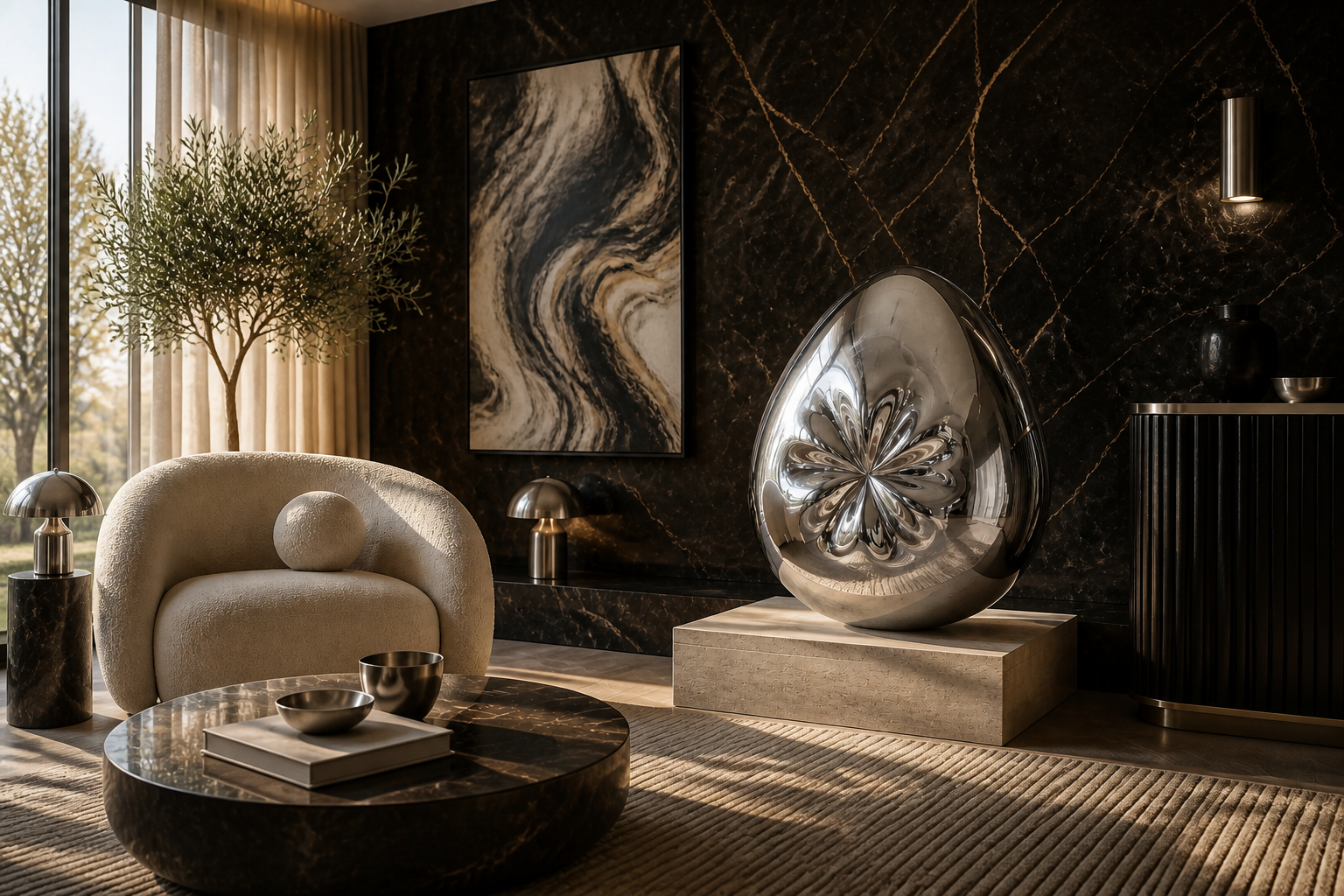 Ovala — Stainless steel egg sculpture by 1-OPH