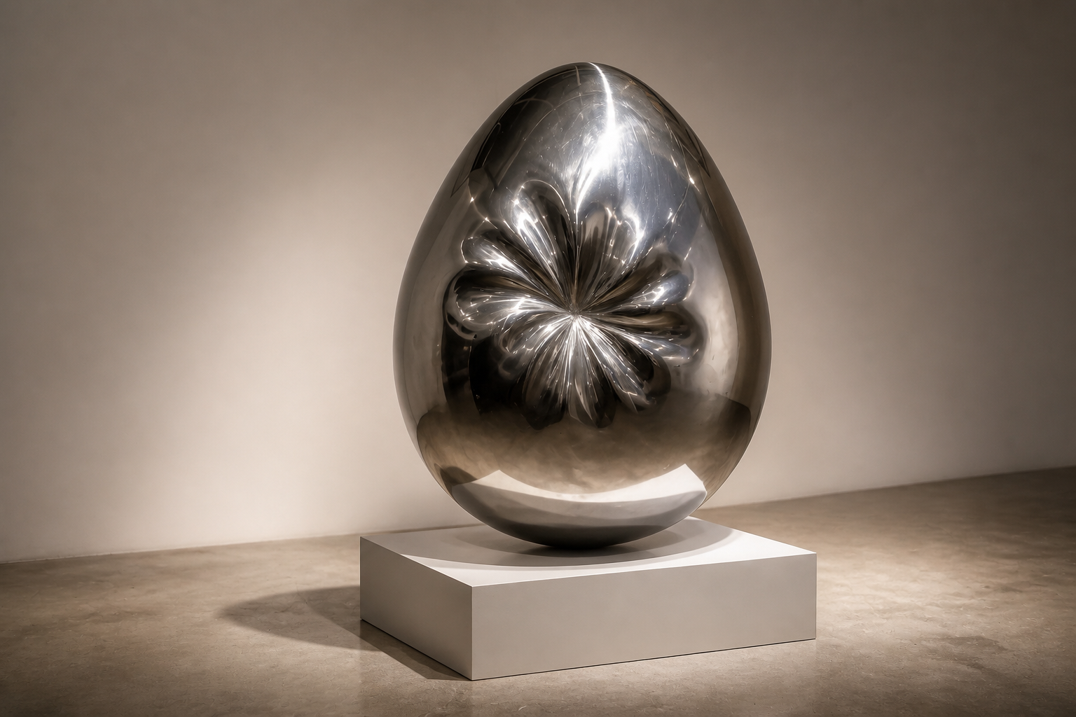 Ovala — Stainless steel egg sculpture by 1-OPH