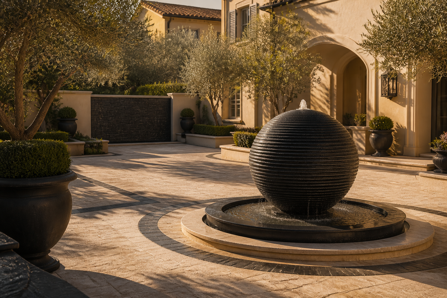 Vela — stone sphere fountain by 1-OPH