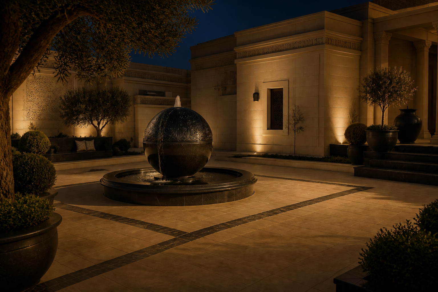 Zenith — stone sphere fountain by 1-OPH
