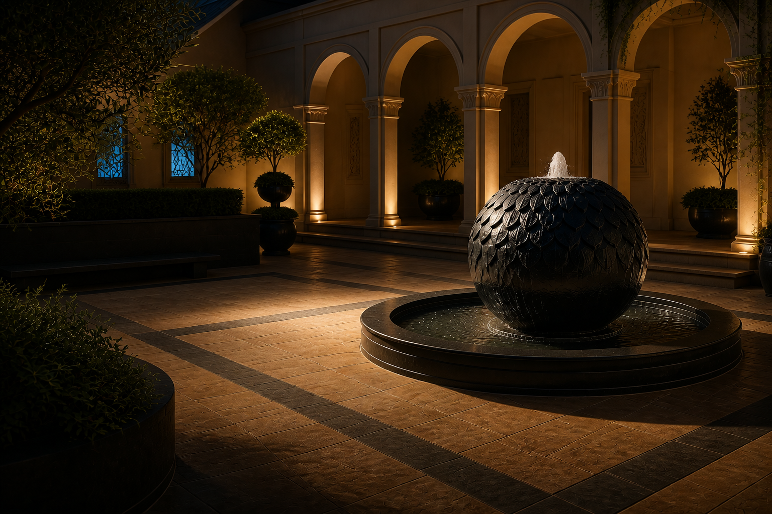 Polaris — stone sphere fountain by 1-OPH