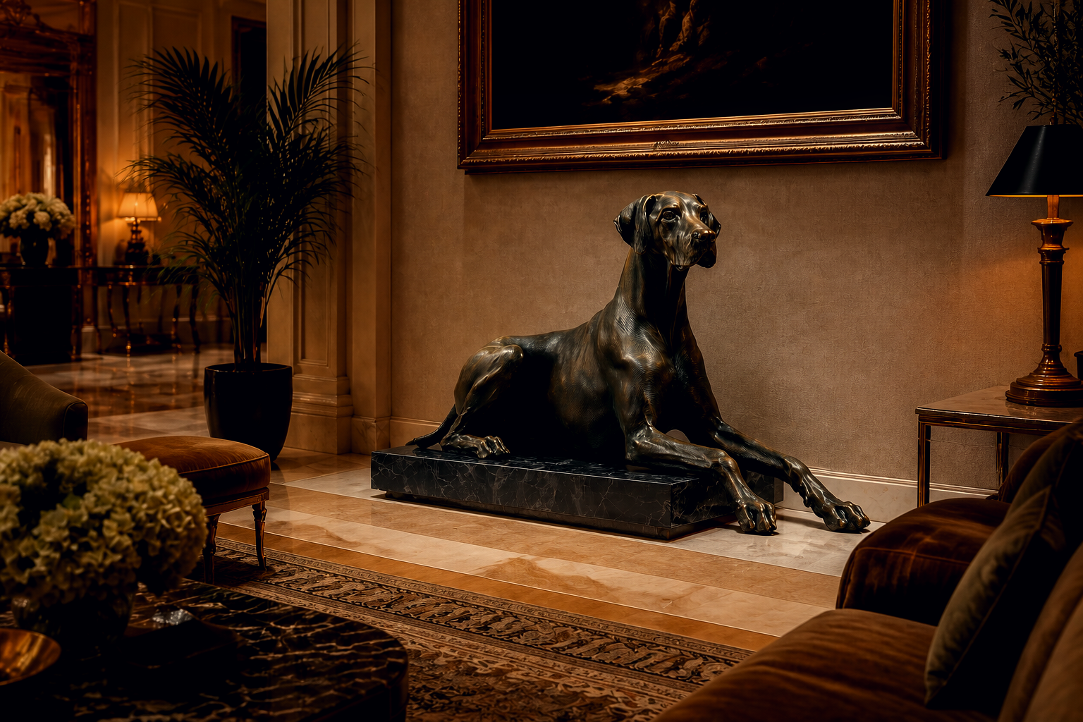 Silvana — Bronze on Nero Marquina marble sculpture by 1-OPH