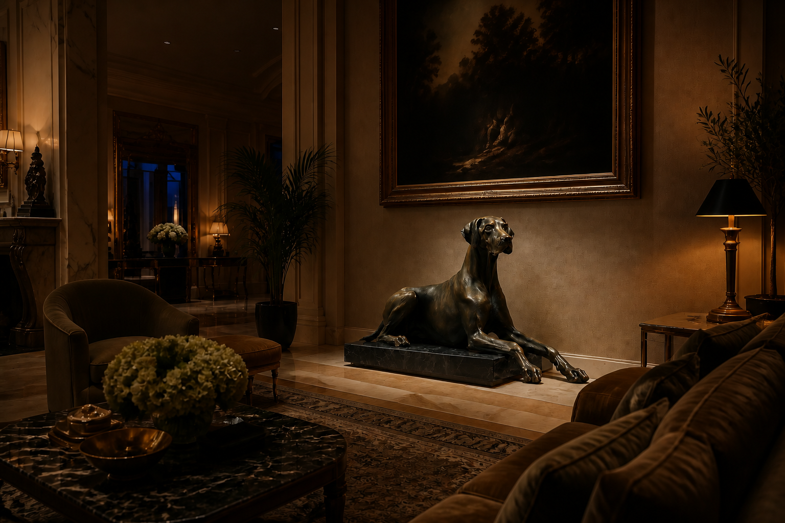 Silvana — Bronze on Nero Marquina marble sculpture by 1-OPH