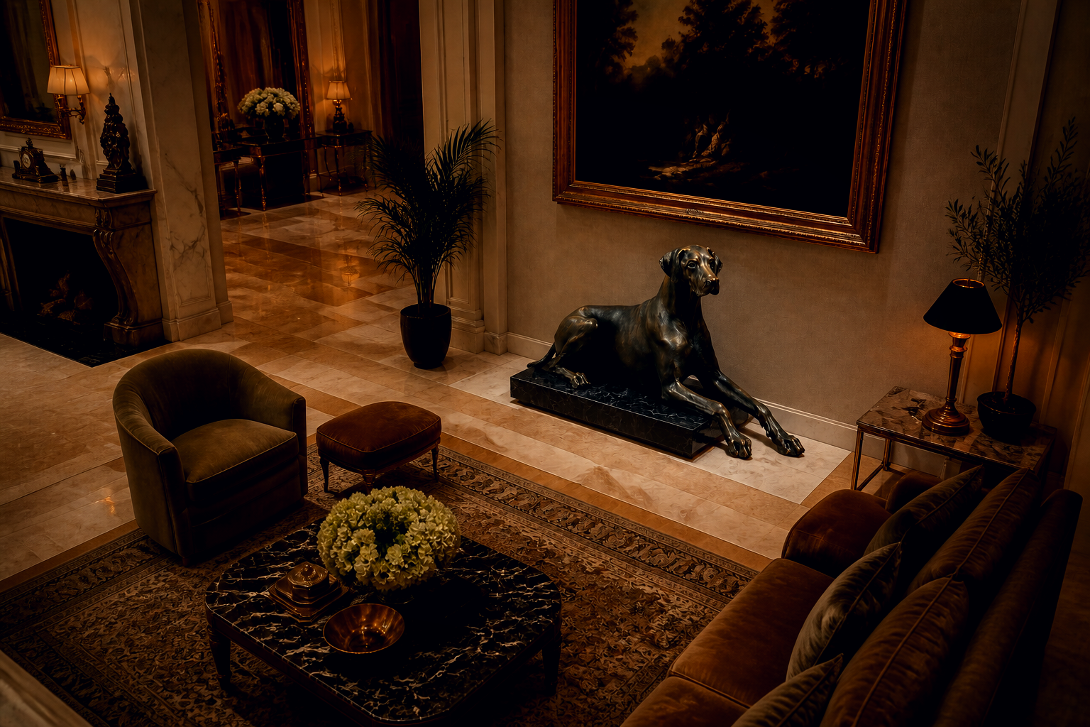 Silvana — Bronze on Nero Marquina marble sculpture by 1-OPH