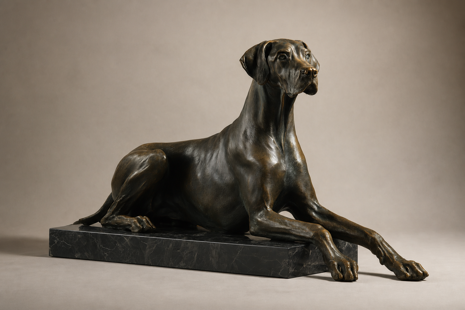 Silvana — Bronze on Nero Marquina marble sculpture by 1-OPH