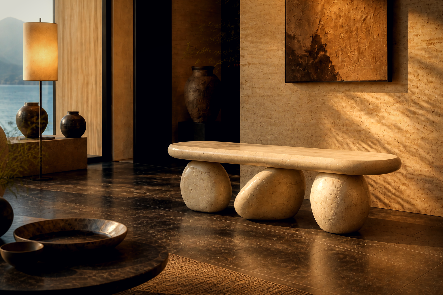 Stanza — marble sculptural bench by 1-OPH