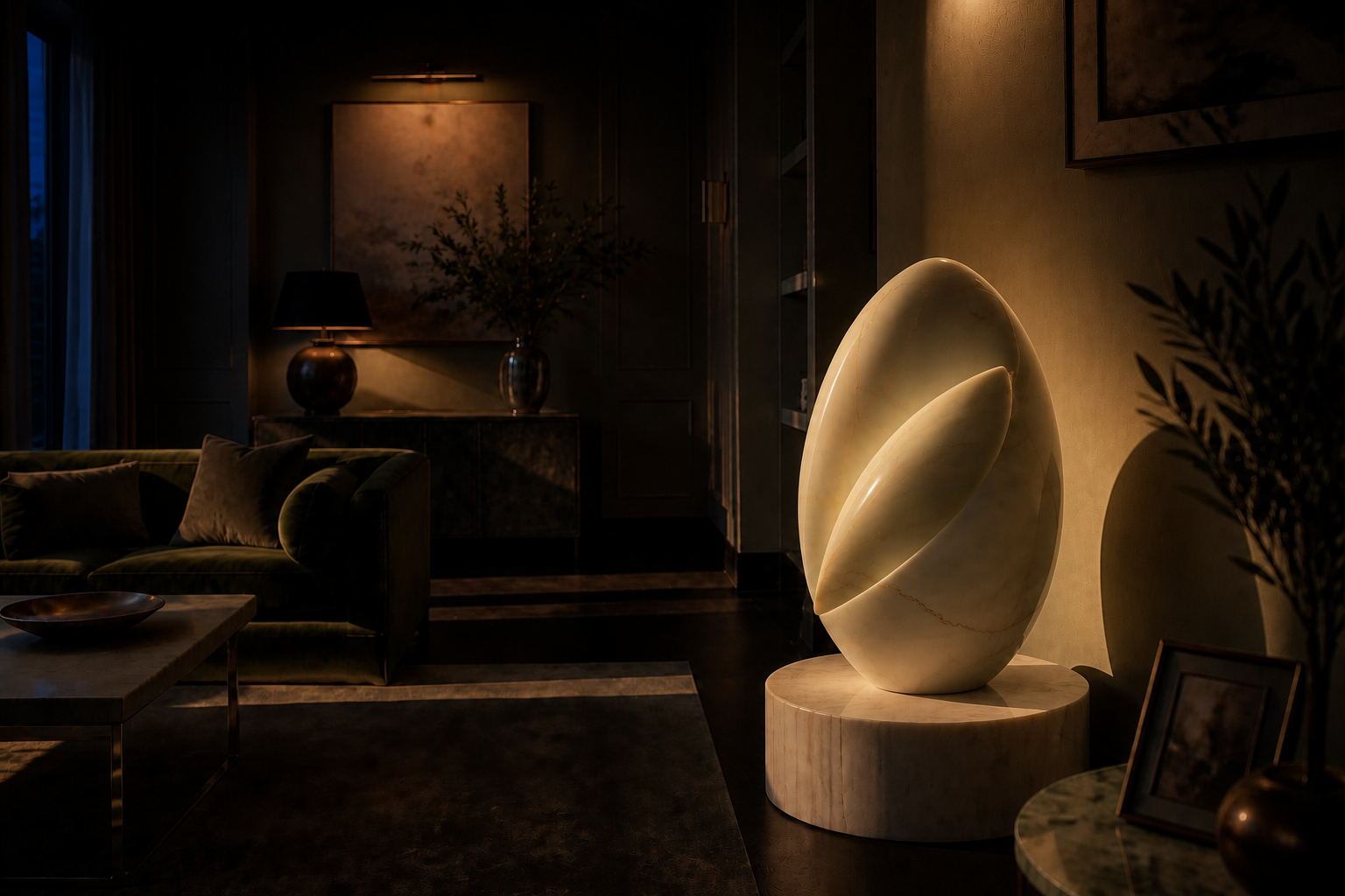 Primora — Marble egg sculpture by 1-OPH