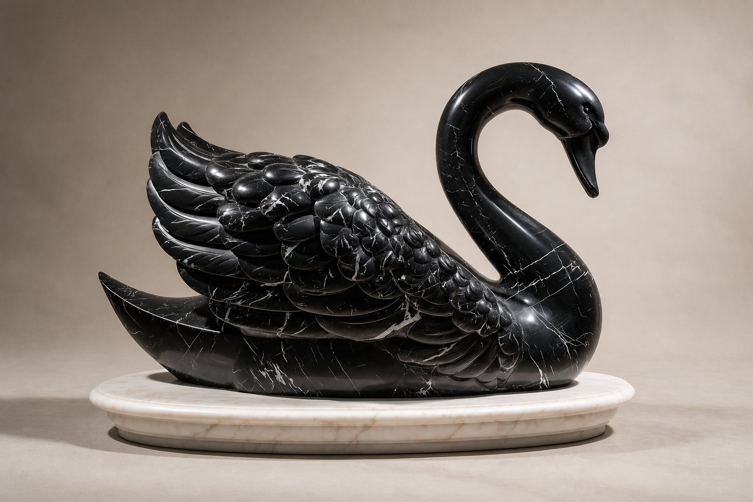 Alpina — Nero Marquina marble on white marble sculpture by 1-OPH