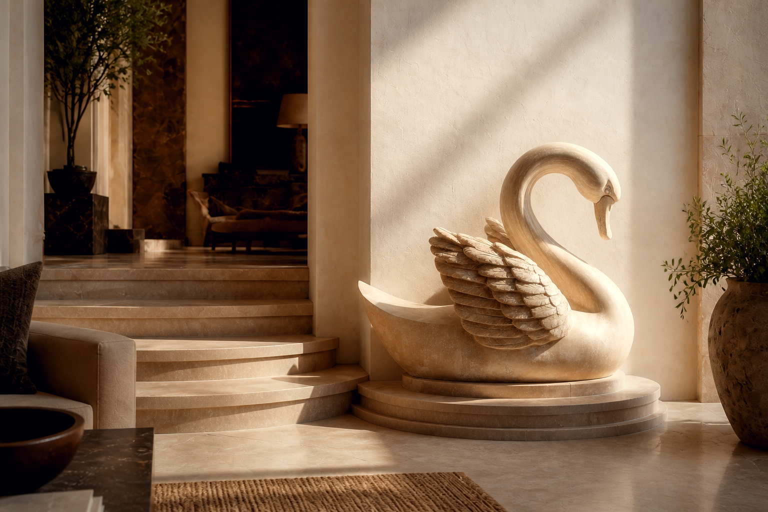 Boreal — Travertine sculpture by 1-OPH
