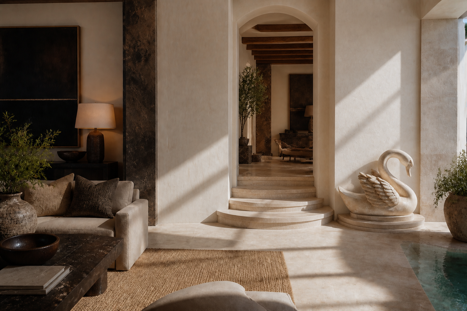 Boreal — Travertine sculpture by 1-OPH