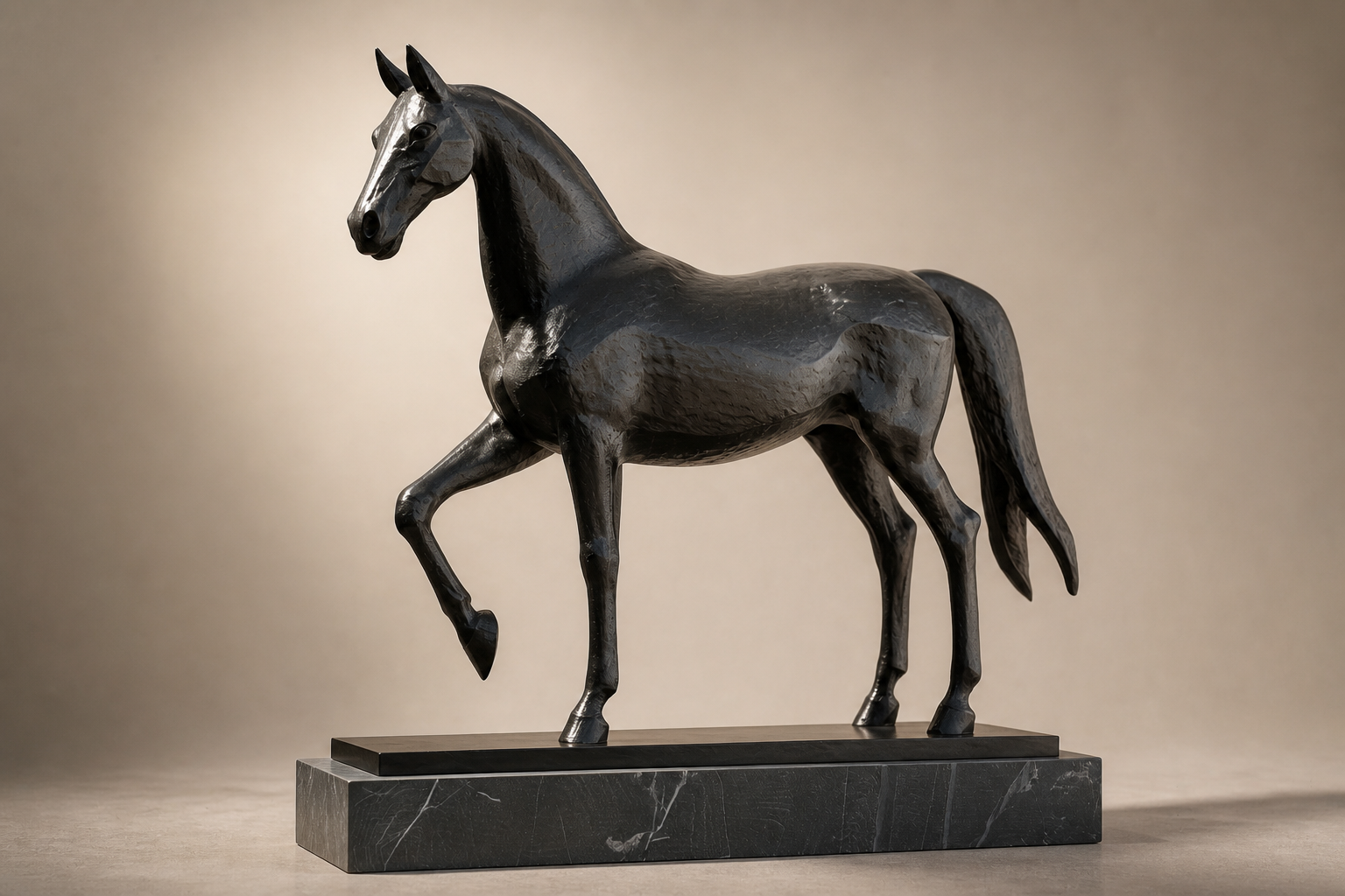 Litoral — Bronze on Nero Marquina marble sculpture by 1-OPH