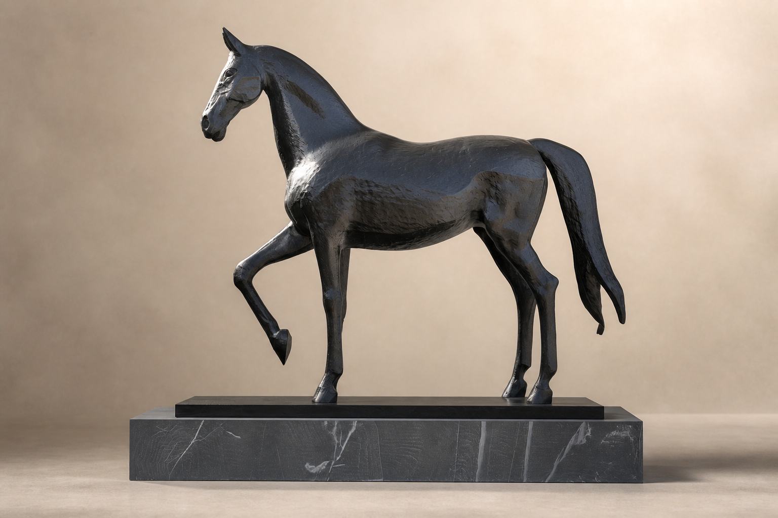 Litoral — Bronze on Nero Marquina marble sculpture by 1-OPH