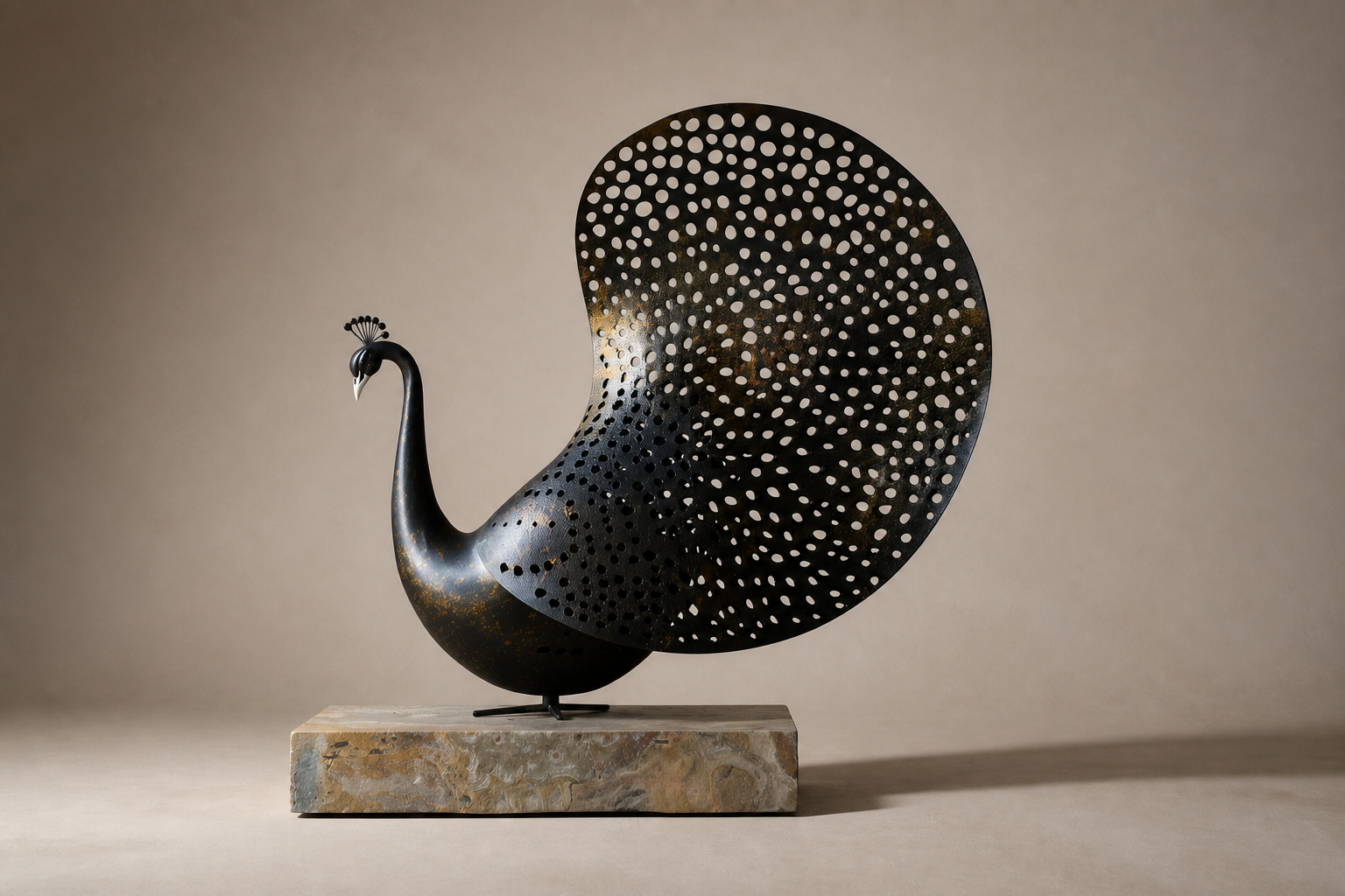 Frondosa — Bronze on stone sculpture by 1-OPH