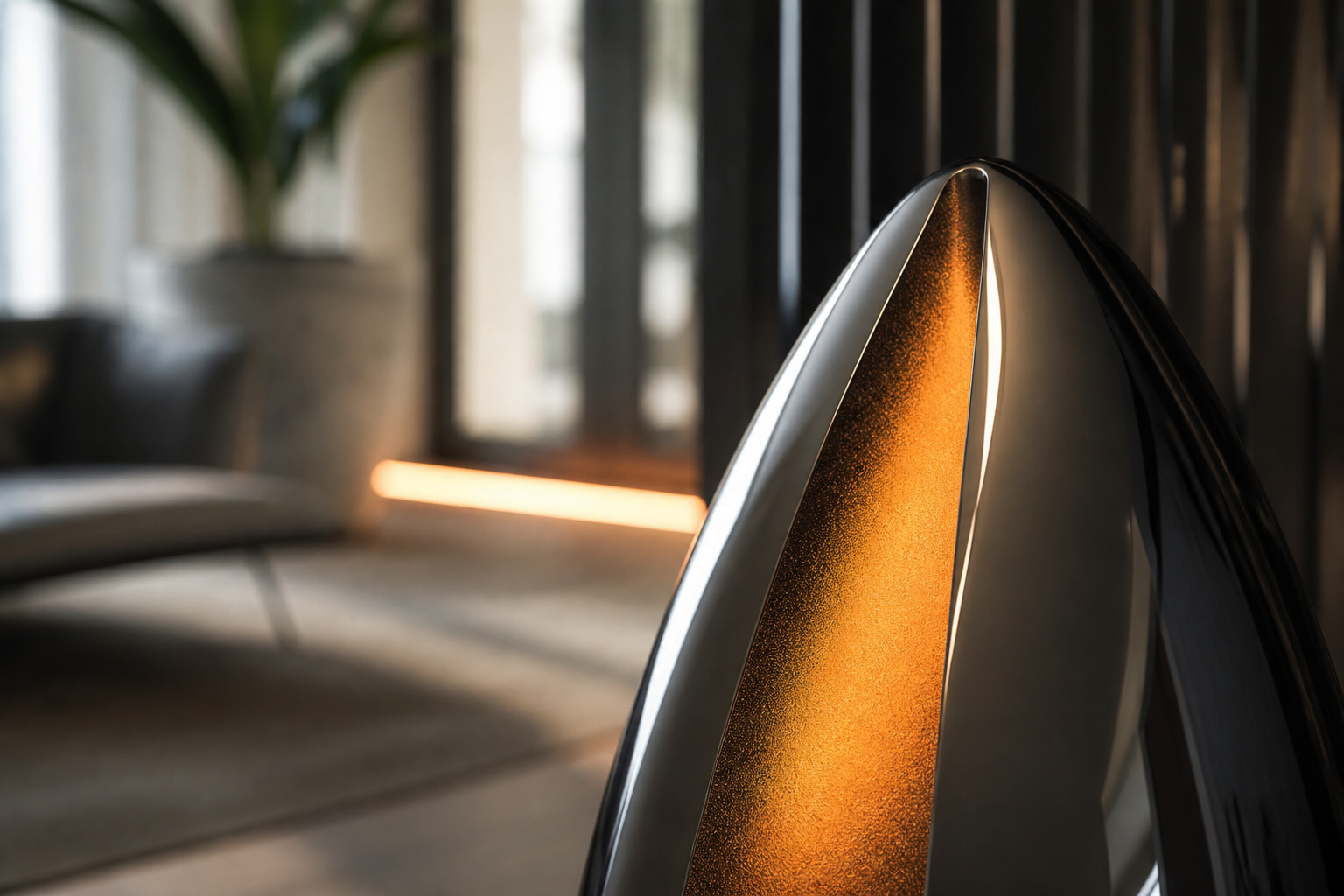 Aladfar — Black-chromed steel sculpture by 1-OPH