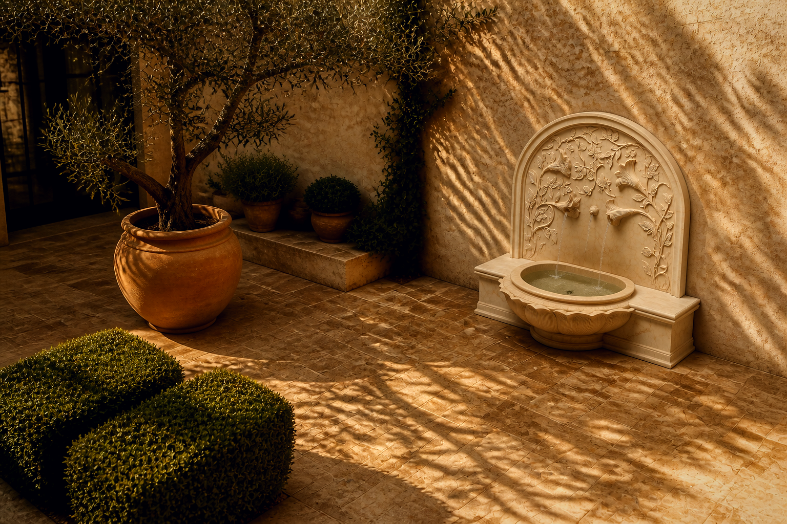 Halara — limestone wall fountain by 1-OPH