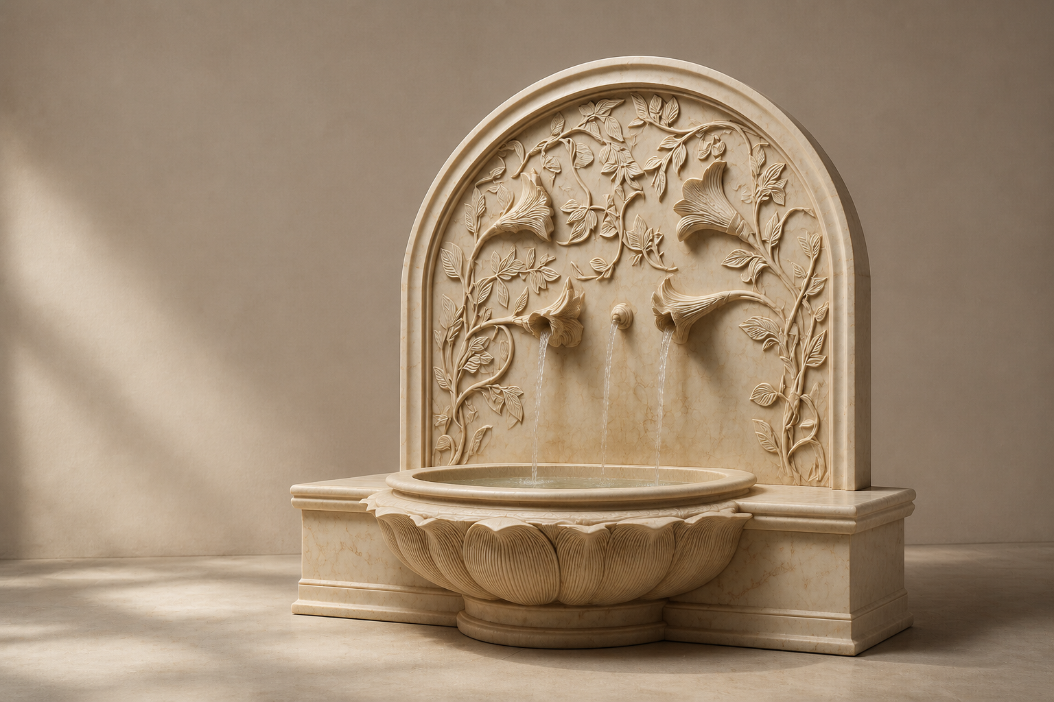 Halara — limestone wall fountain by 1-OPH