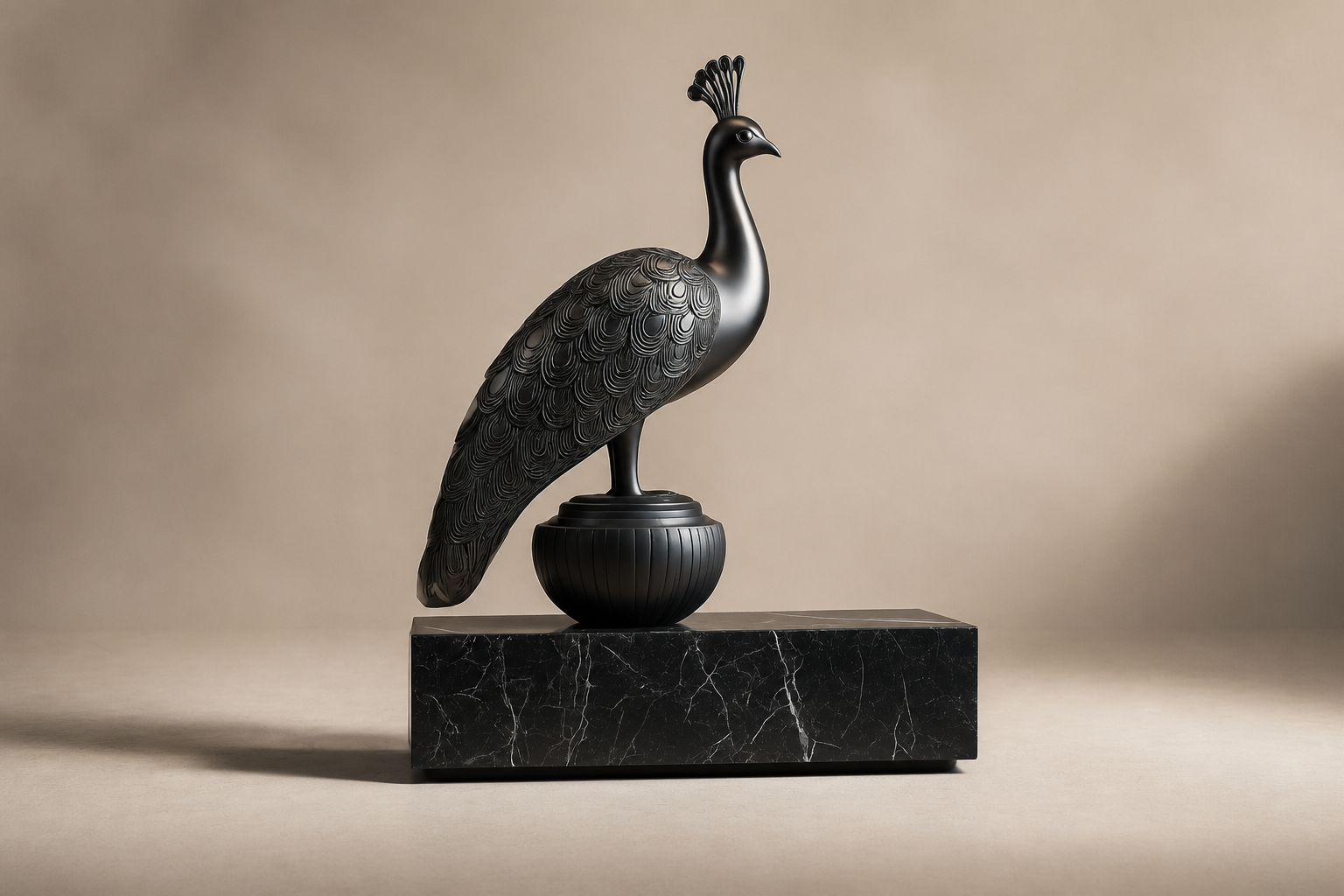 Jara — Bronze on Nero Marquina marble sculpture by 1-OPH