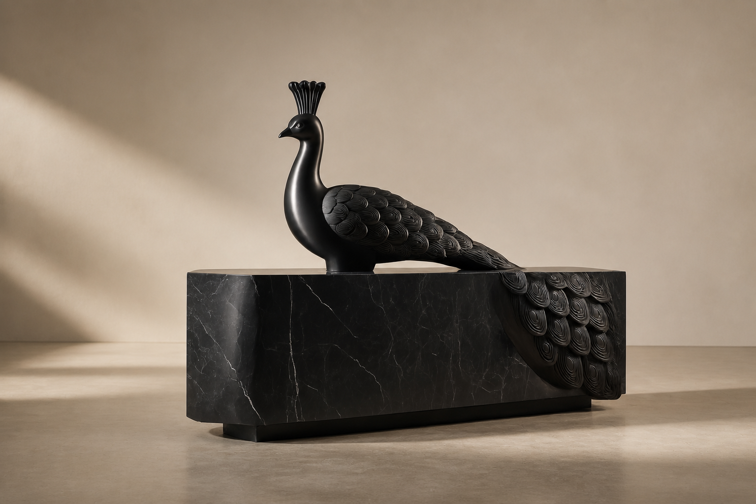 Tomillo — Bronze on Nero Marquina marble sculpture by 1-OPH