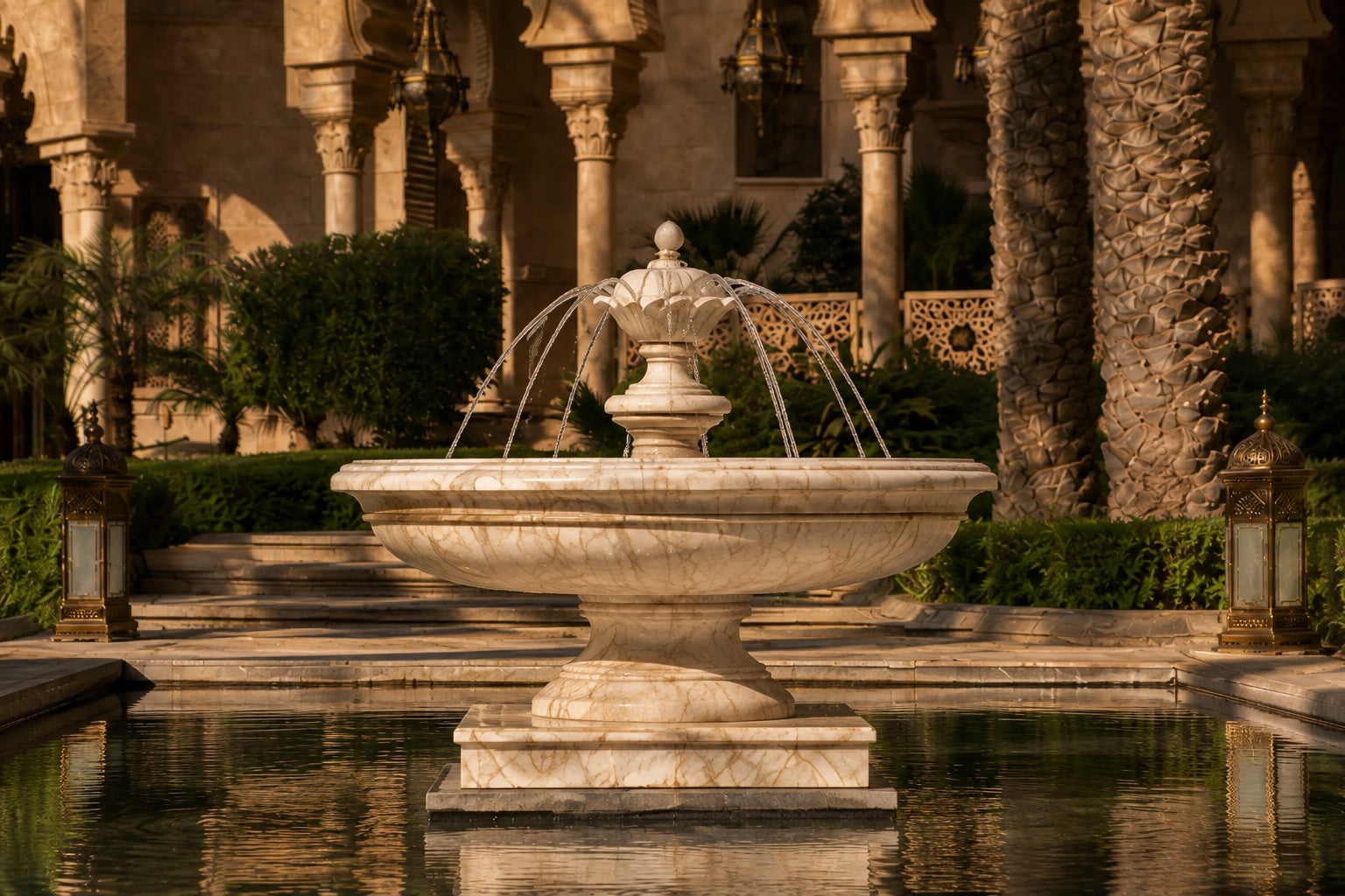Nemi cream stone tiered fountain by 1-OPH, close-up