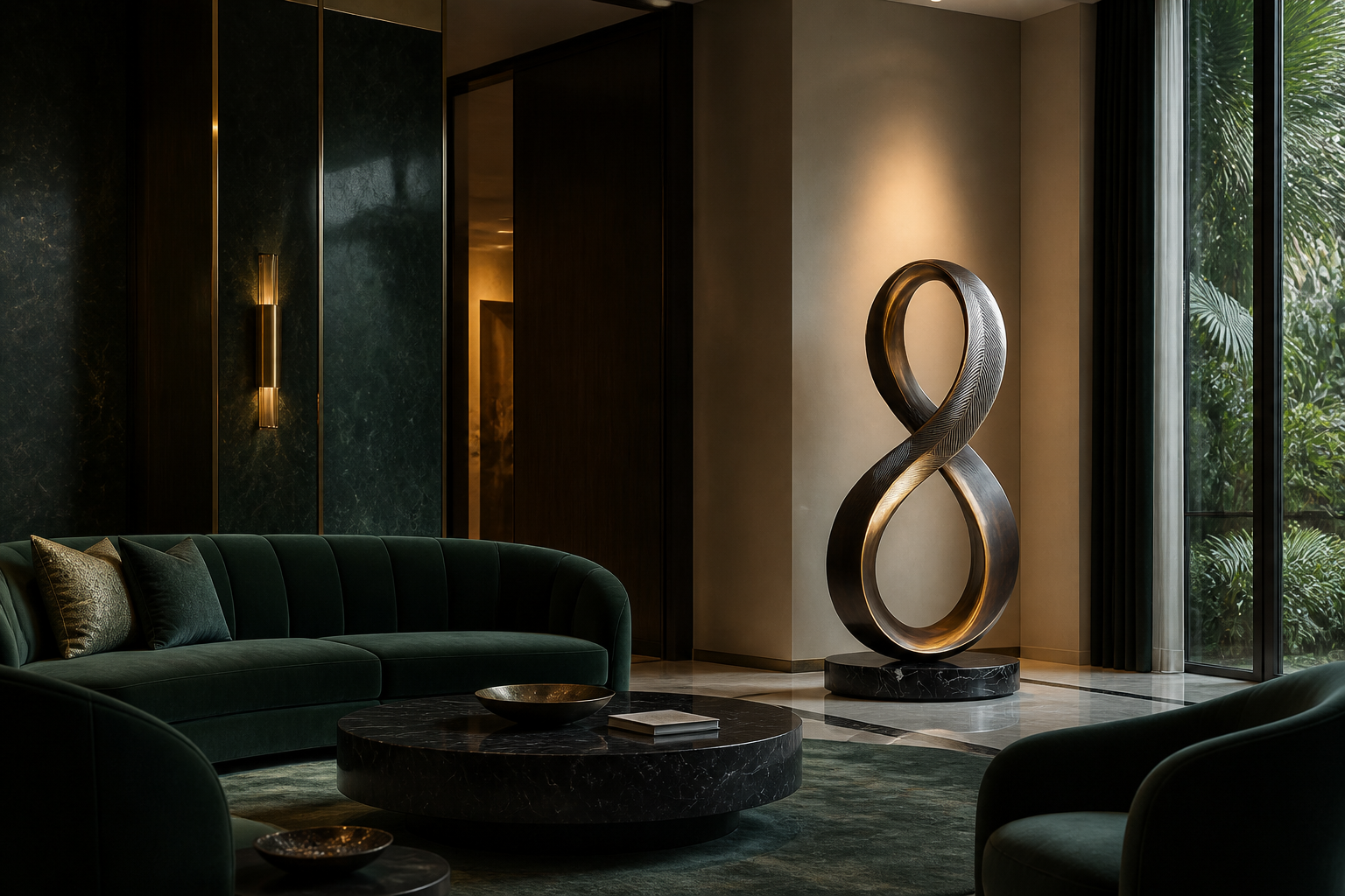 Thuban — Bronze on Nero Marquina marble sculpture by 1-OPH