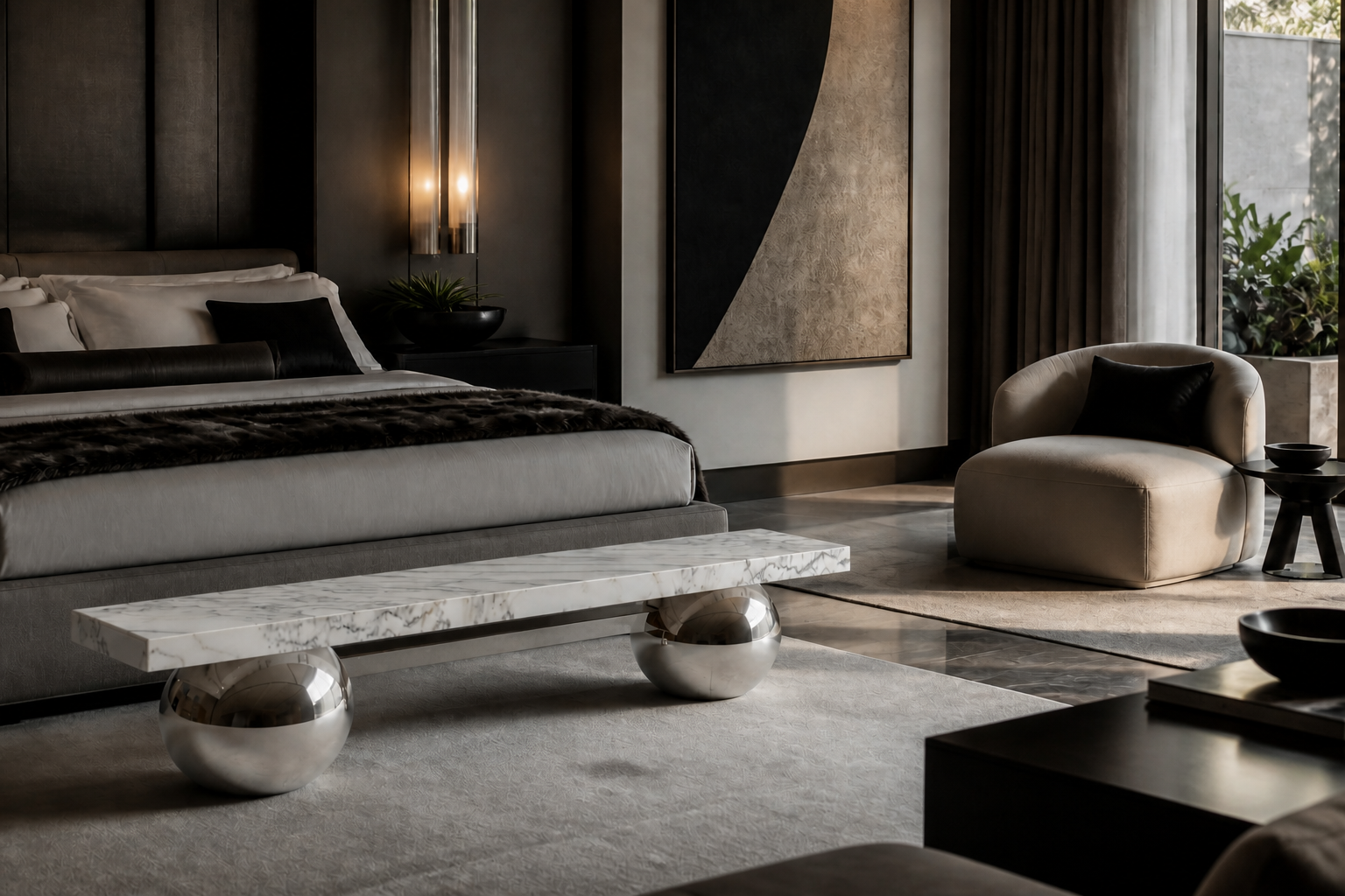 Grove — marble sculptural bench by 1-OPH