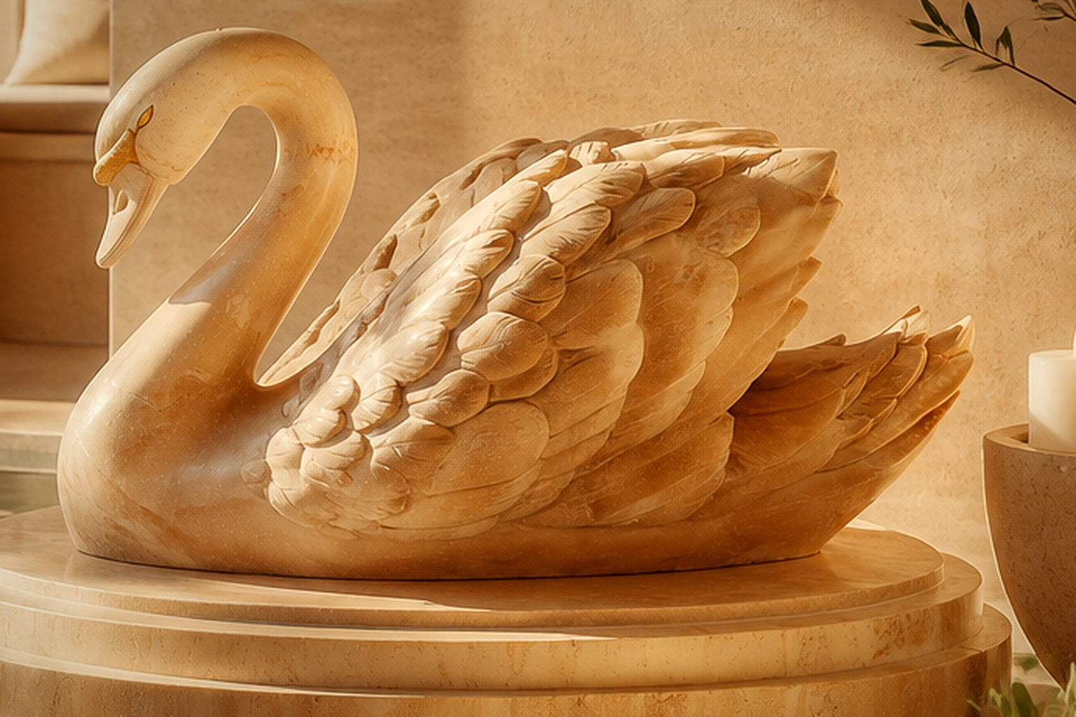 Bosque — Travertine sculpture by 1-OPH