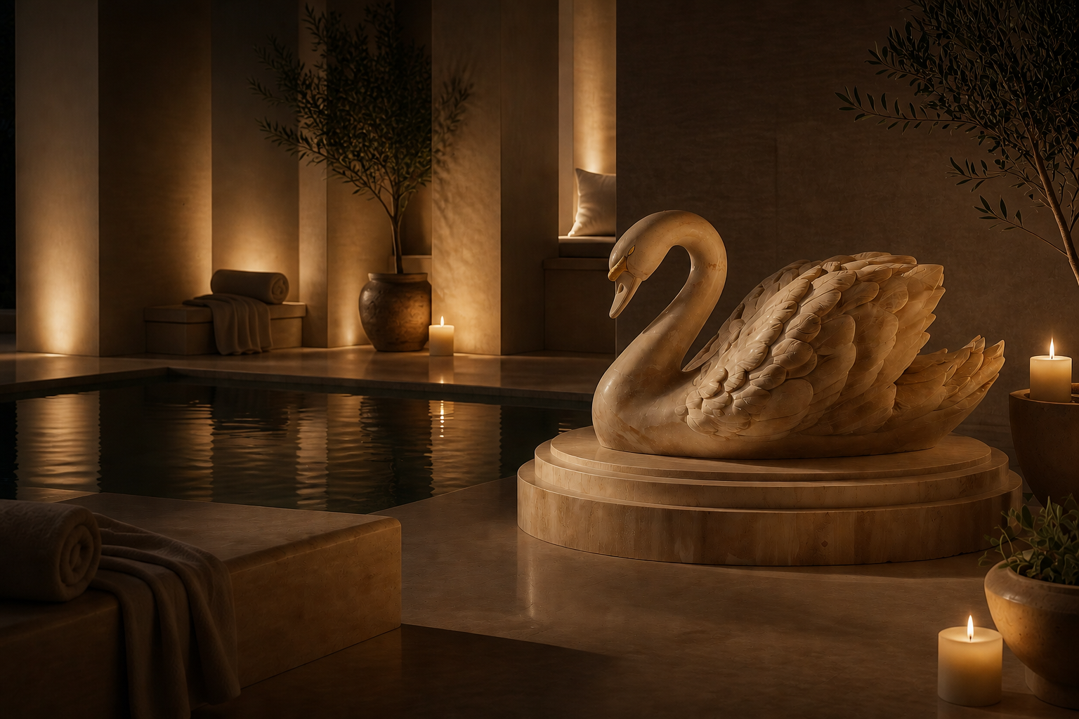 Bosque — Travertine sculpture by 1-OPH