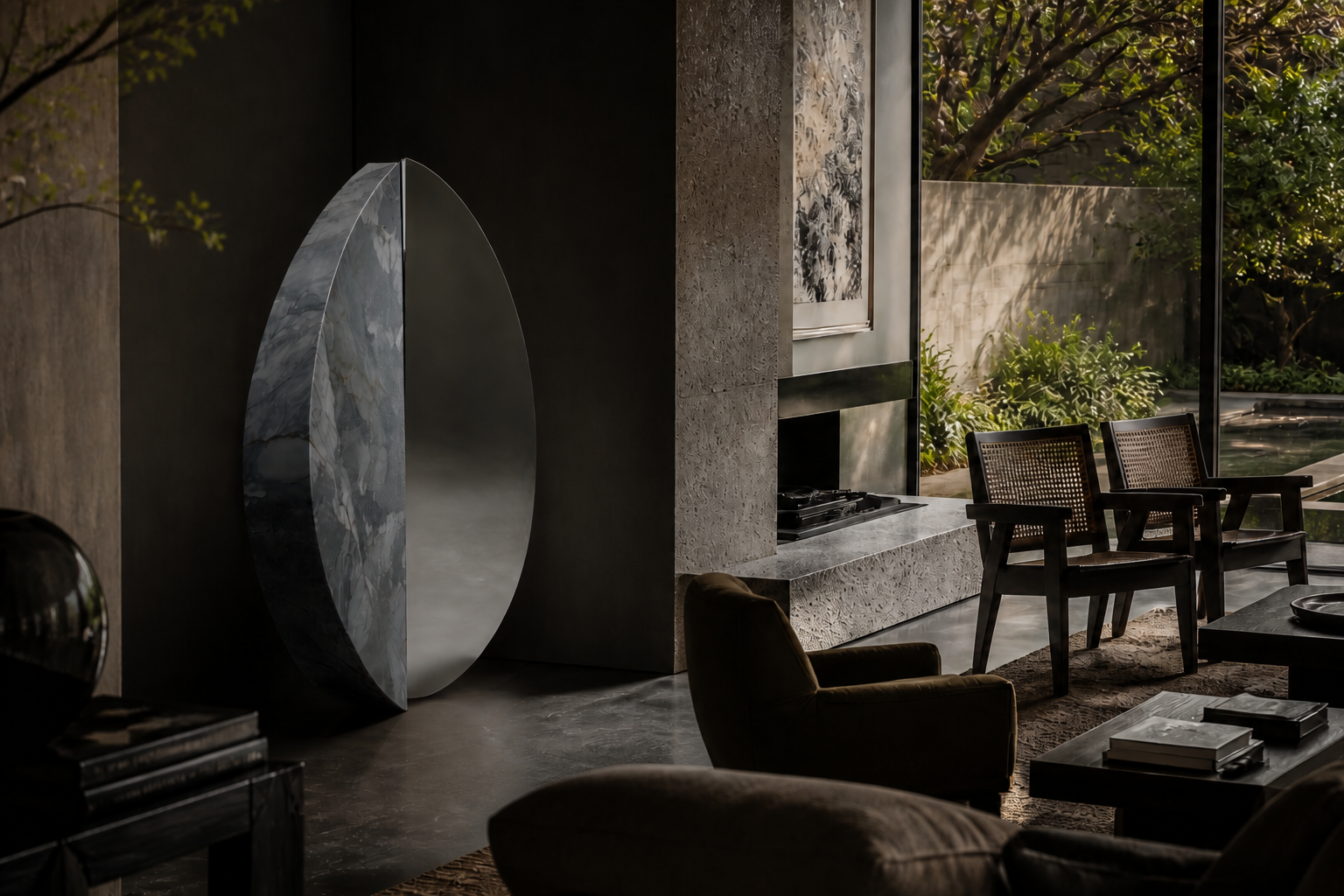 Alnilam — Marble and stainless steel sculpture by 1-OPH
