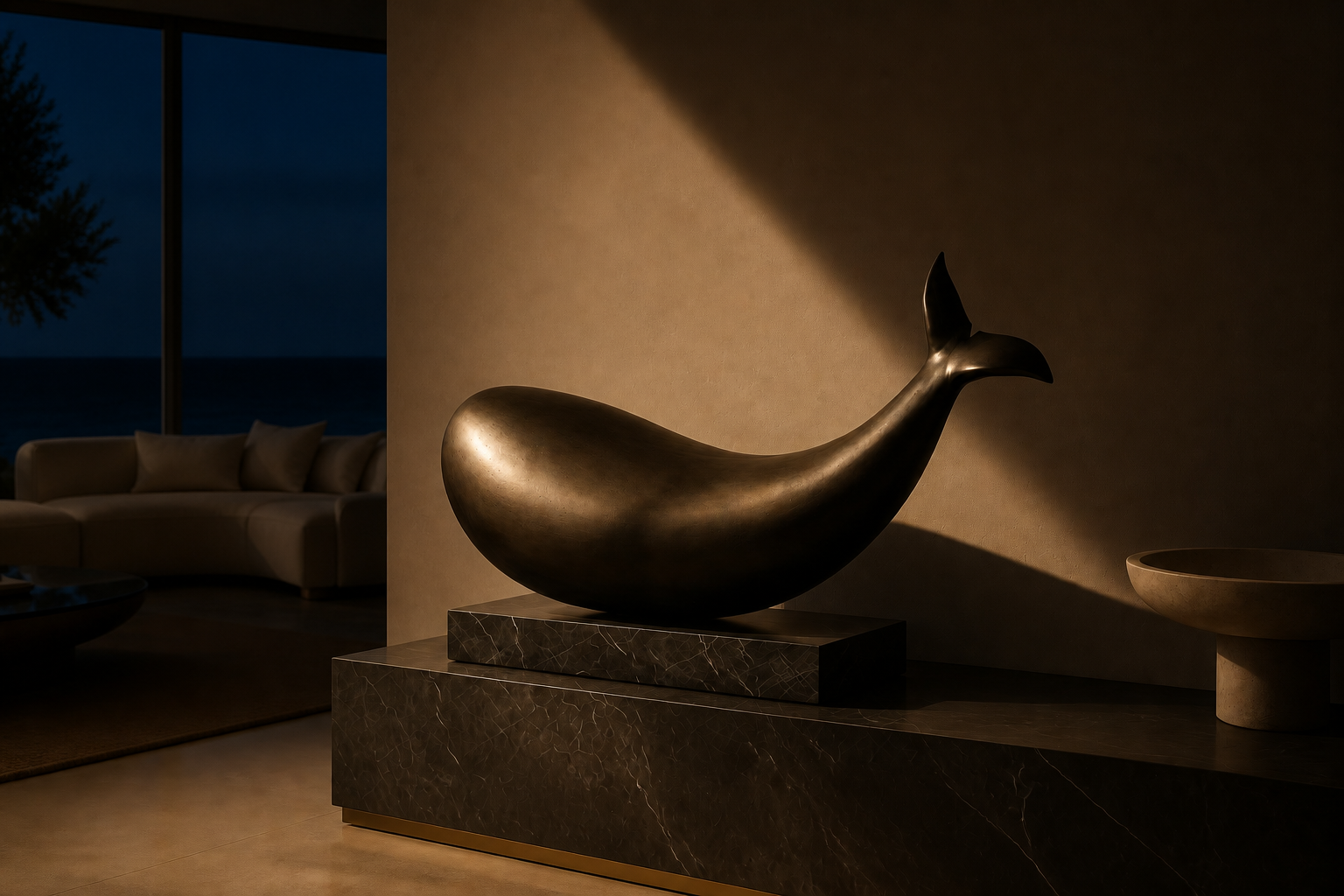 Ribazo — Bronze on black marble sculpture by 1-OPH
