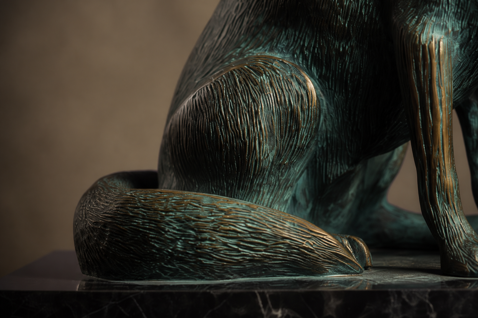 Yungas — Bronze on black marble sculpture by 1-OPH
