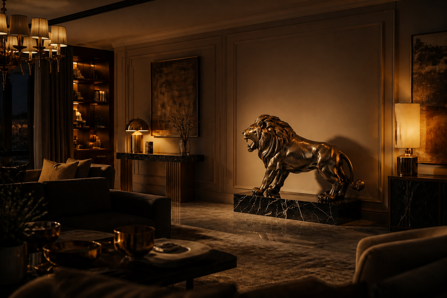 Puna — Bronze on Nero Marquina marble sculpture by 1-OPH