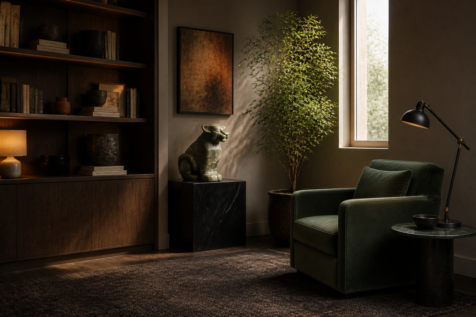 Paramo — Green marble on black marble sculpture by 1-OPH