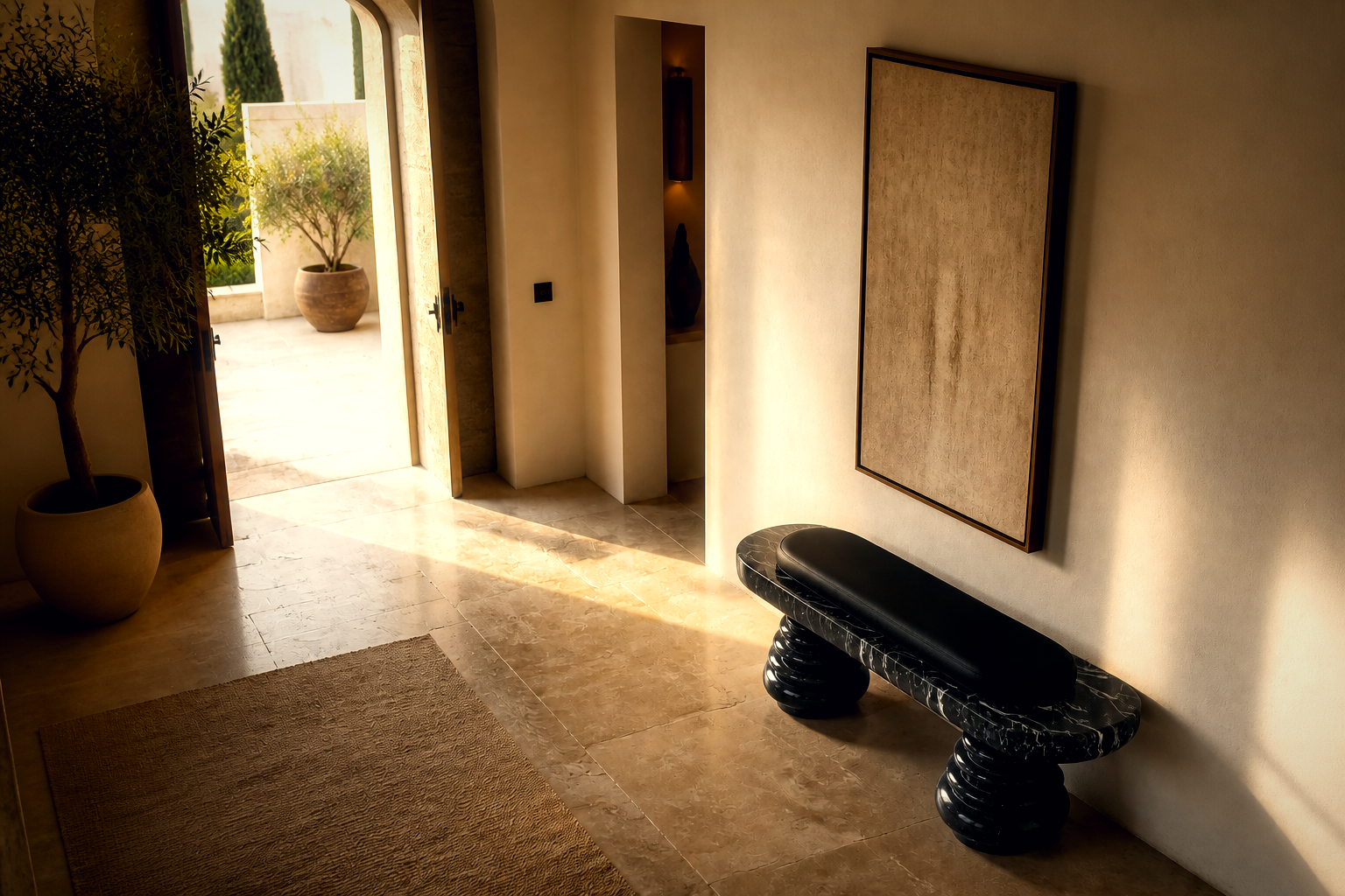 Quies — stone sculptural bench by 1-OPH
