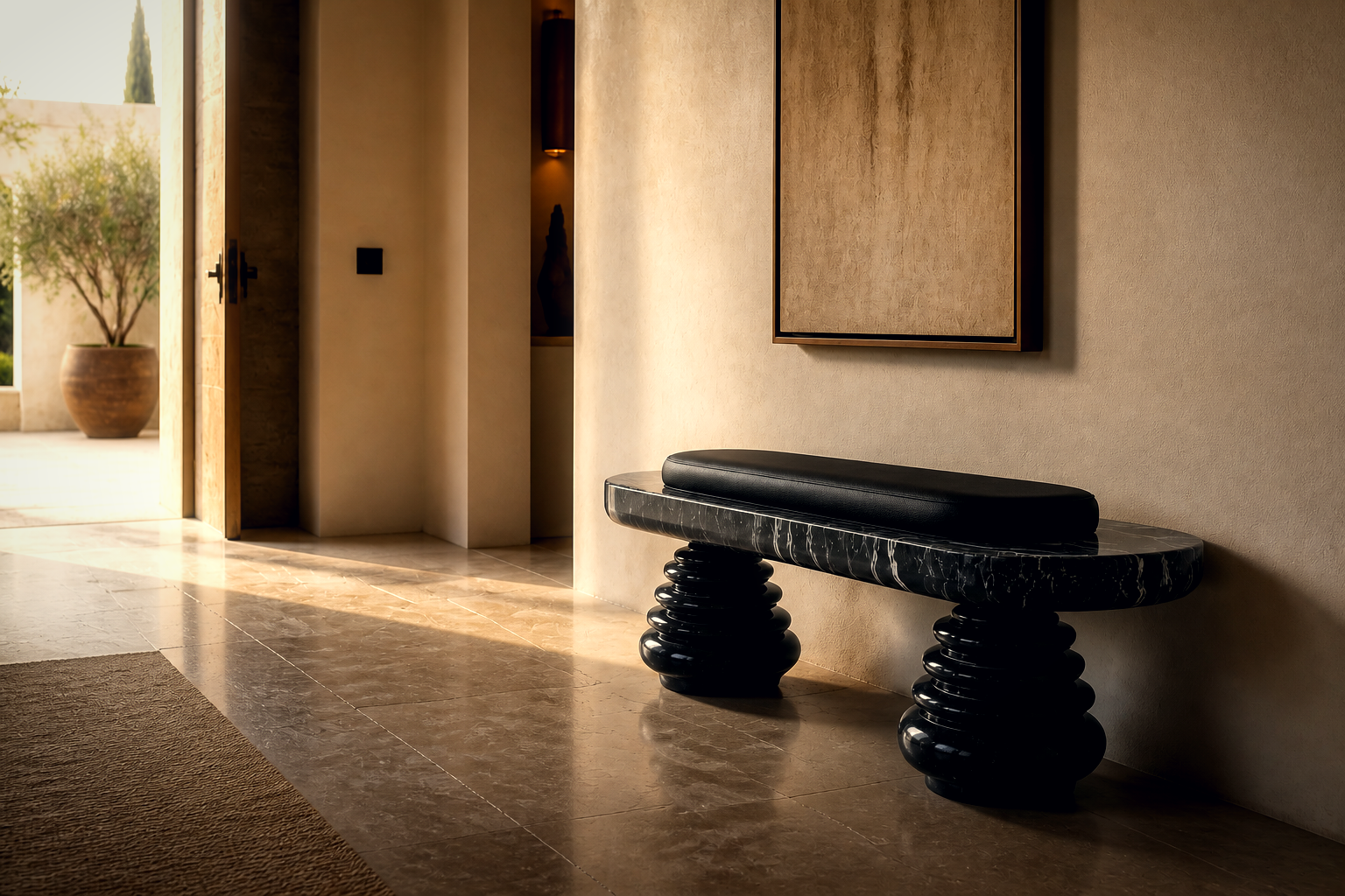 Quies — stone sculptural bench by 1-OPH