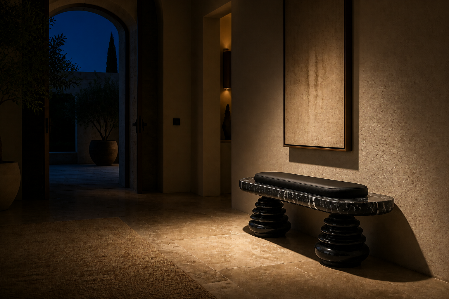 Quies — stone sculptural bench by 1-OPH