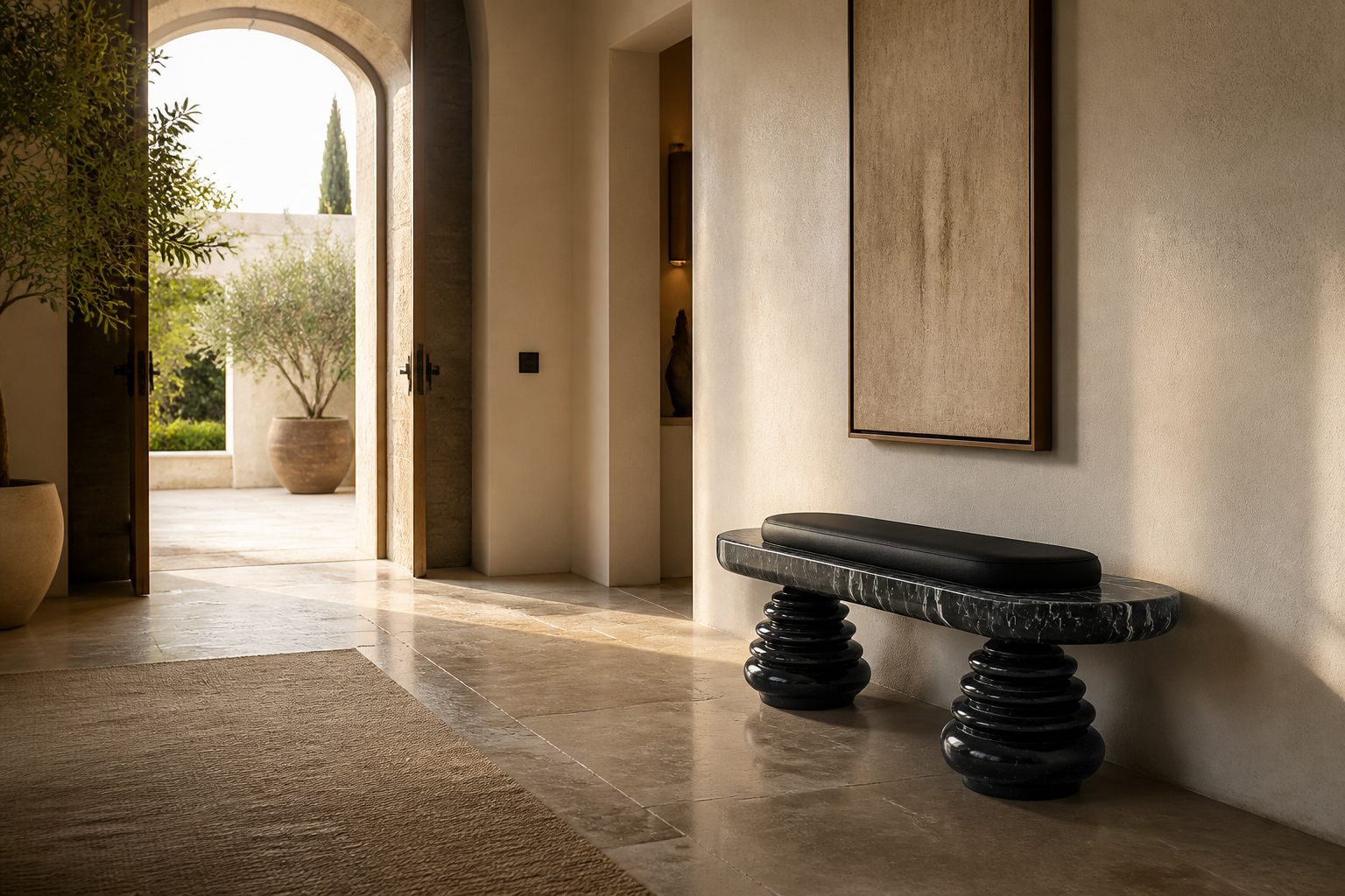 Quies — stone sculptural bench by 1-OPH