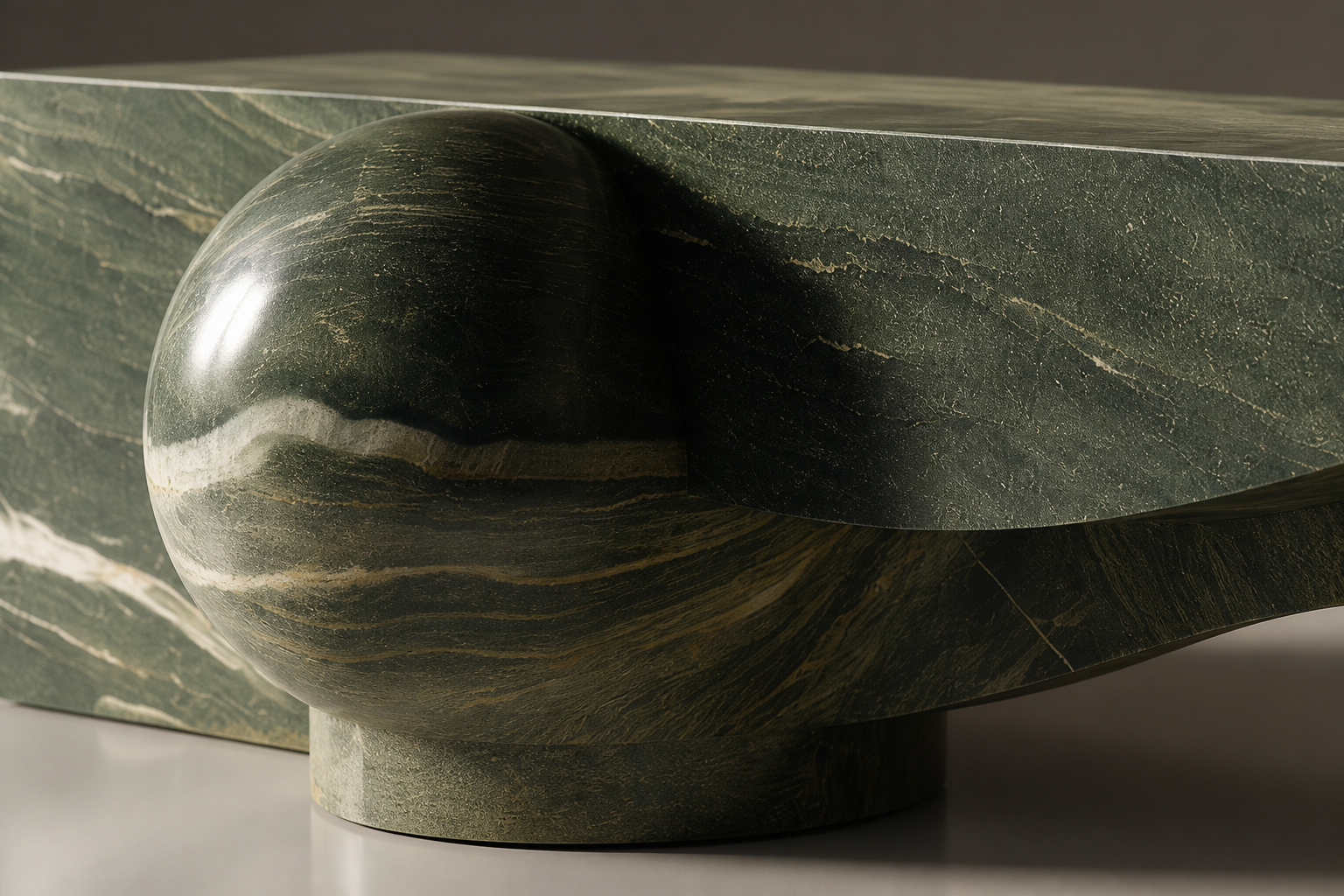 Otium — green marble sculptural bench by 1-OPH