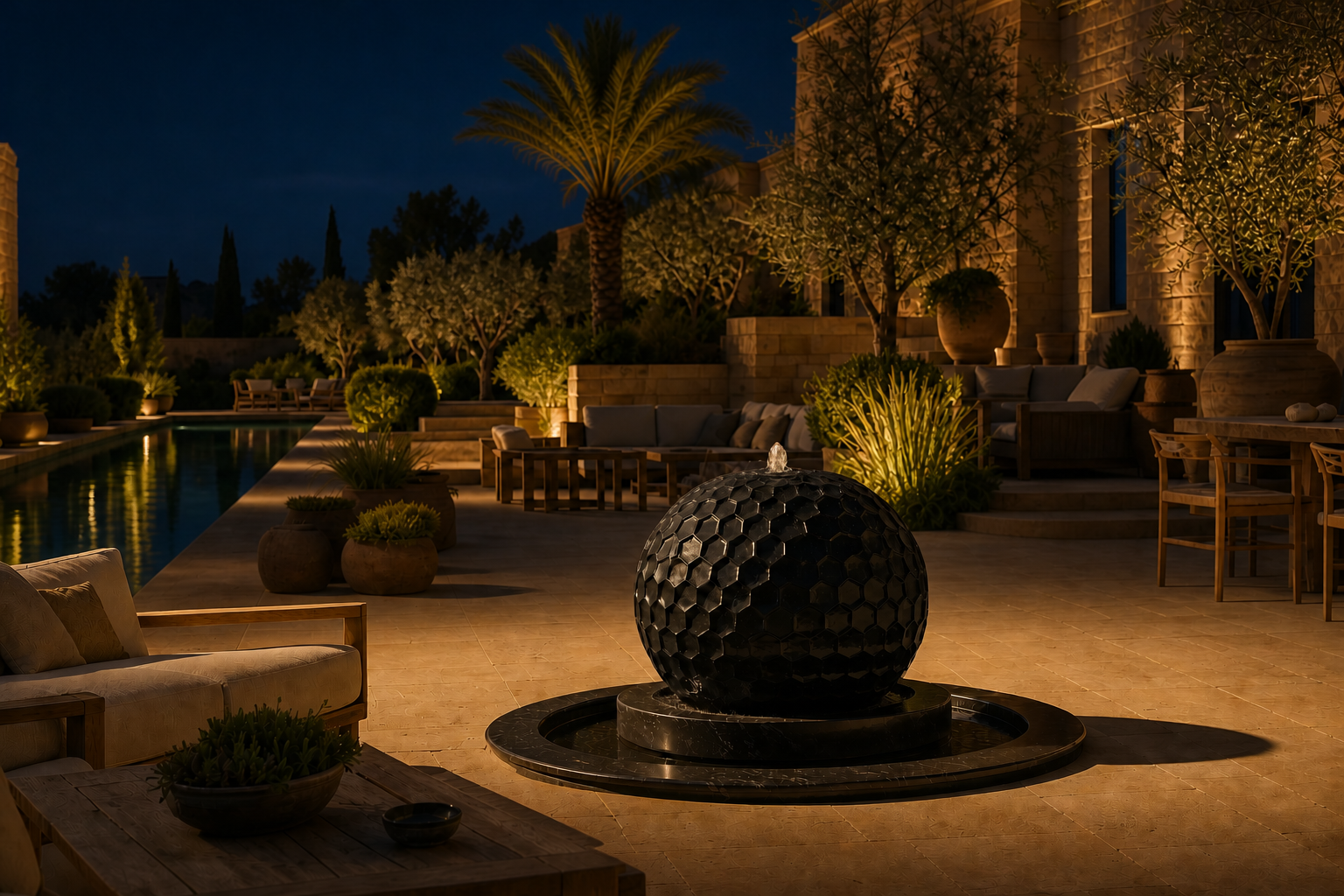 Mira — stone sphere fountain by 1-OPH