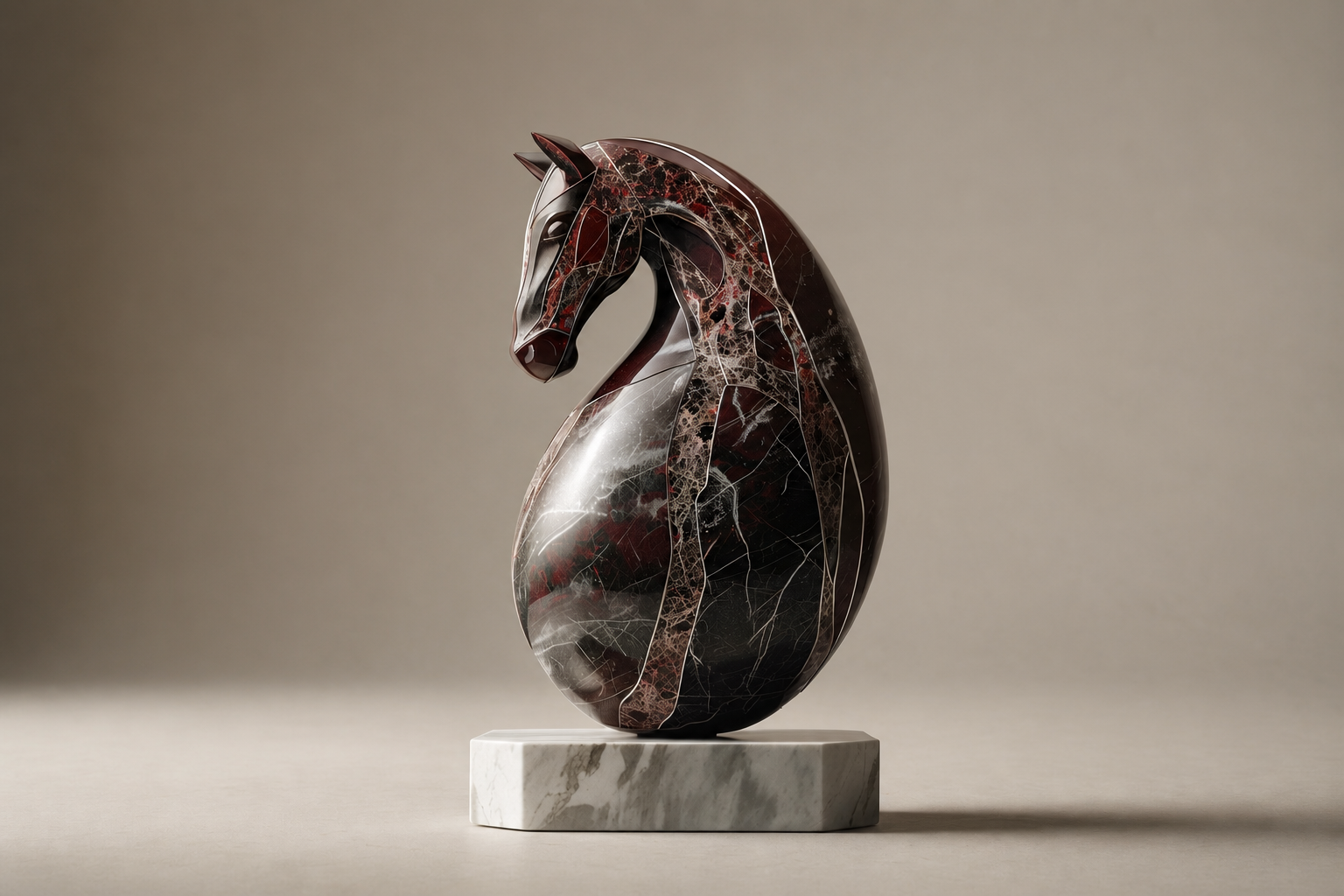 Aurora — Marble egg sculpture by 1-OPH