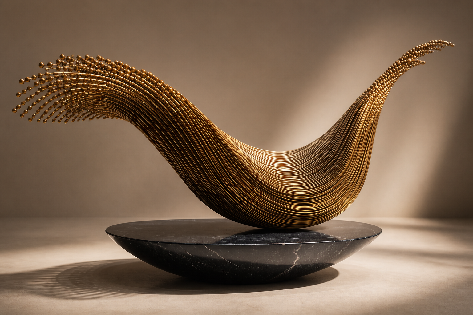 Albireo — Brass on Nero Marquina marble sculpture by 1-OPH