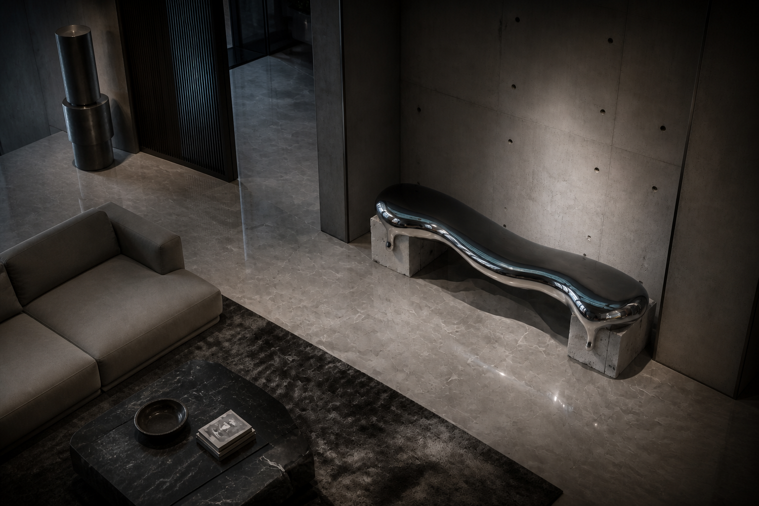 Onda — stainless steel 316 sculptural bench by 1-OPH