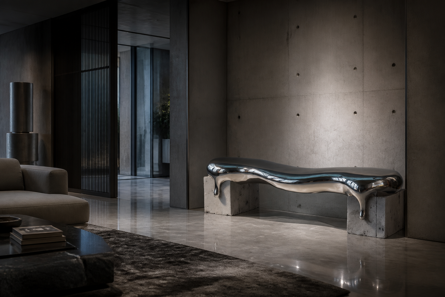 Onda — stainless steel 316 sculptural bench by 1-OPH