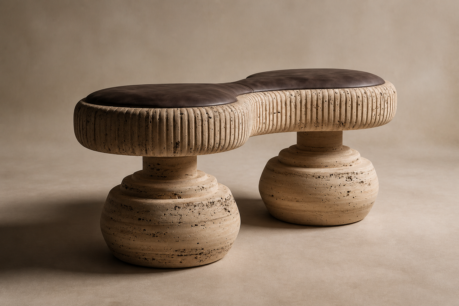 Riposo — travertine sculptural bench by 1-OPH