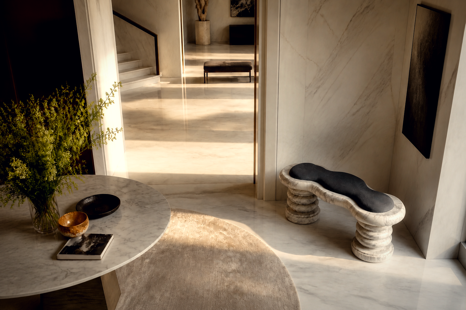 Calma — stone sculptural bench by 1-OPH