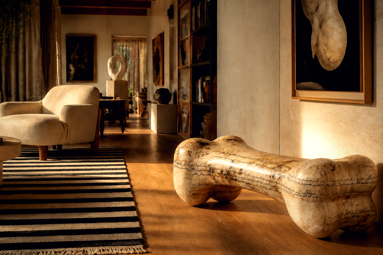 Tregua — marble sculptural bench by 1-OPH