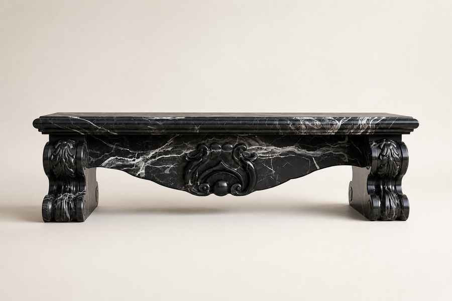 Baroque Nero Marble Bench