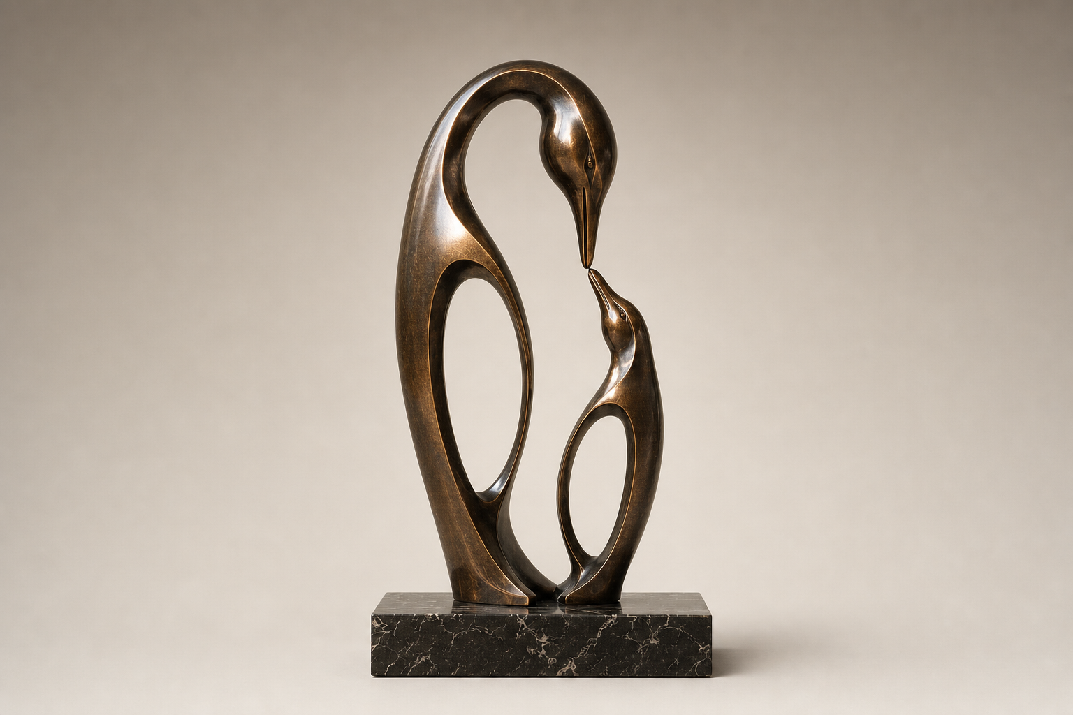 Bruma bronze heron pair sculpture by 1-OPH