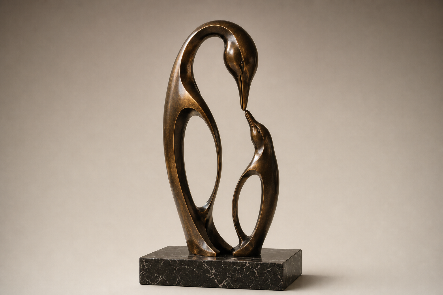 Bruma bronze heron pair sculpture by 1-OPH