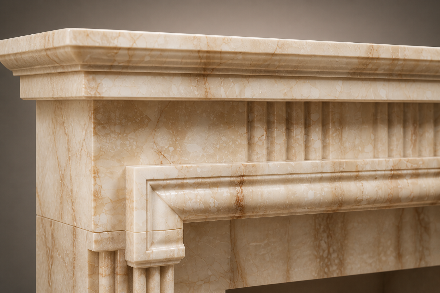 Nagomi crema marfil marble fireplace mantel by 1-OPH, surface detail